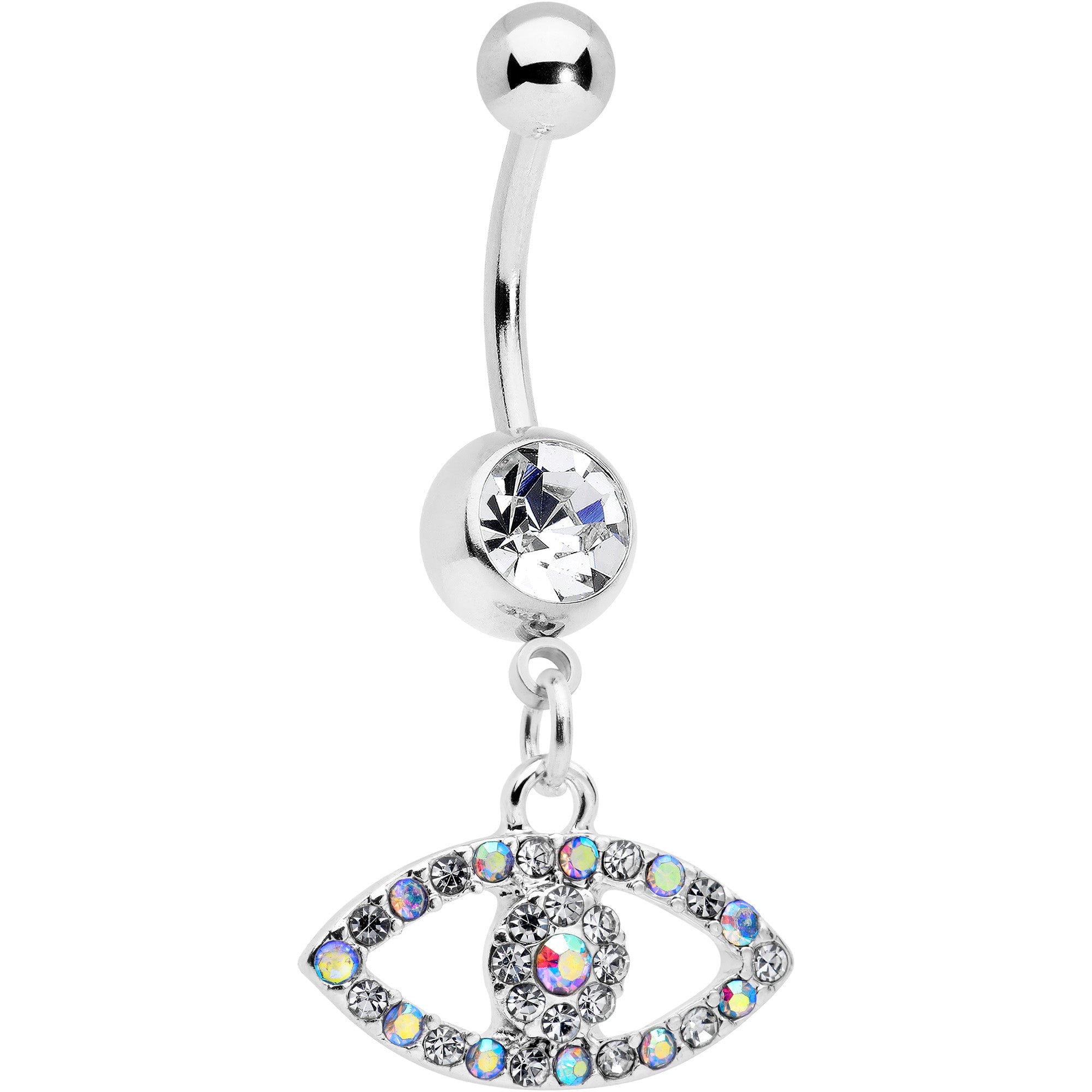 BodyCandy Aurora Clear Gem Wide Eye Dangle Belly Ring — main product shot