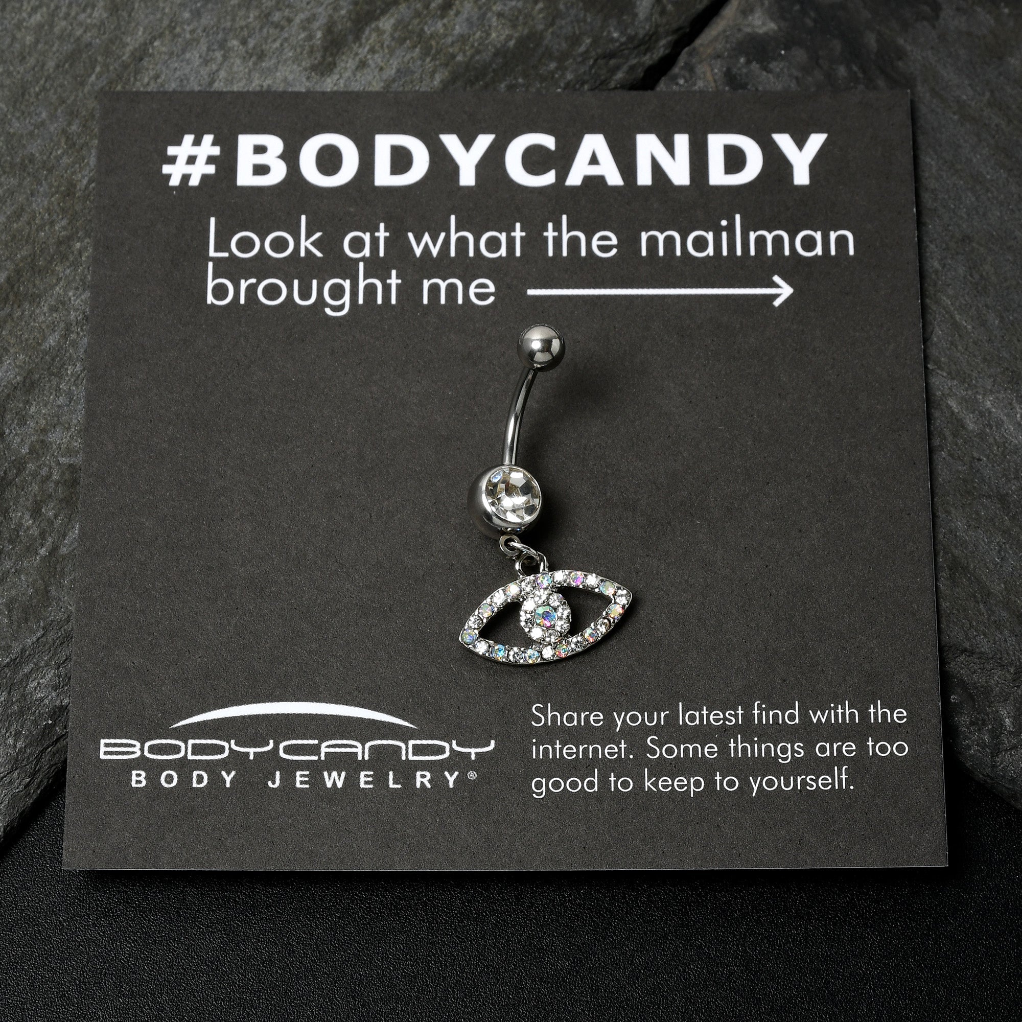 BodyCandy Aurora Clear Gem Wide Eye Dangle Belly Ring — back view