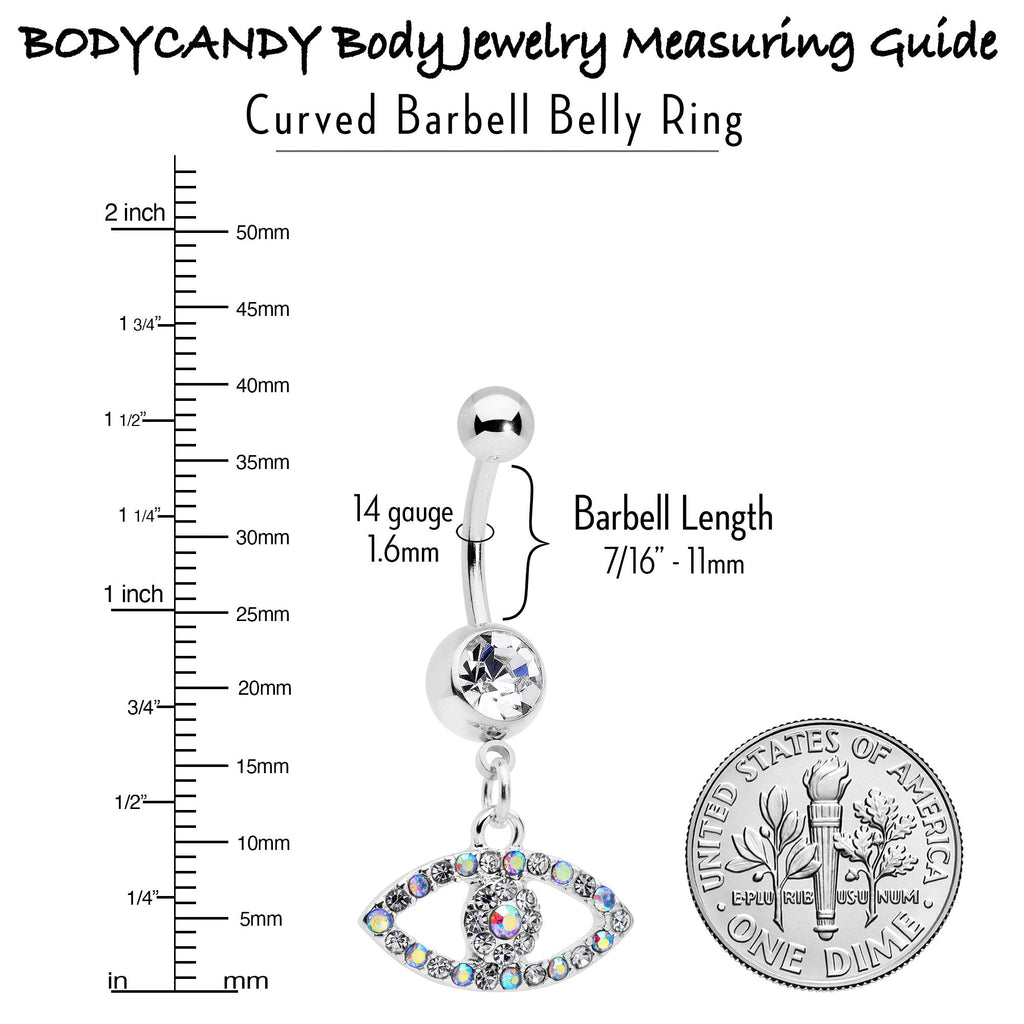 BodyCandy Aurora Clear Gem Wide Eye Dangle Belly Ring — alternative angle