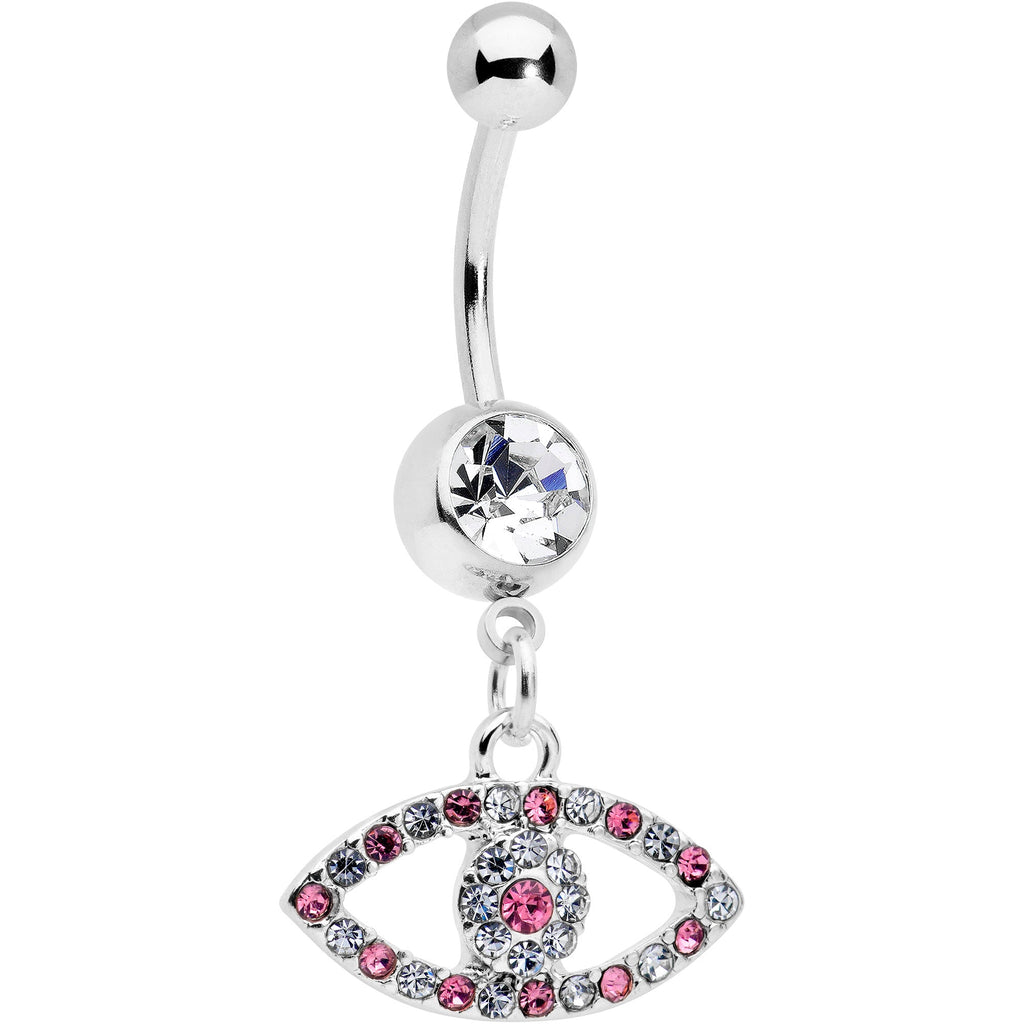 BodyCandy Pink Clear Gem Wide Eye Dangle Belly Ring — main product shot