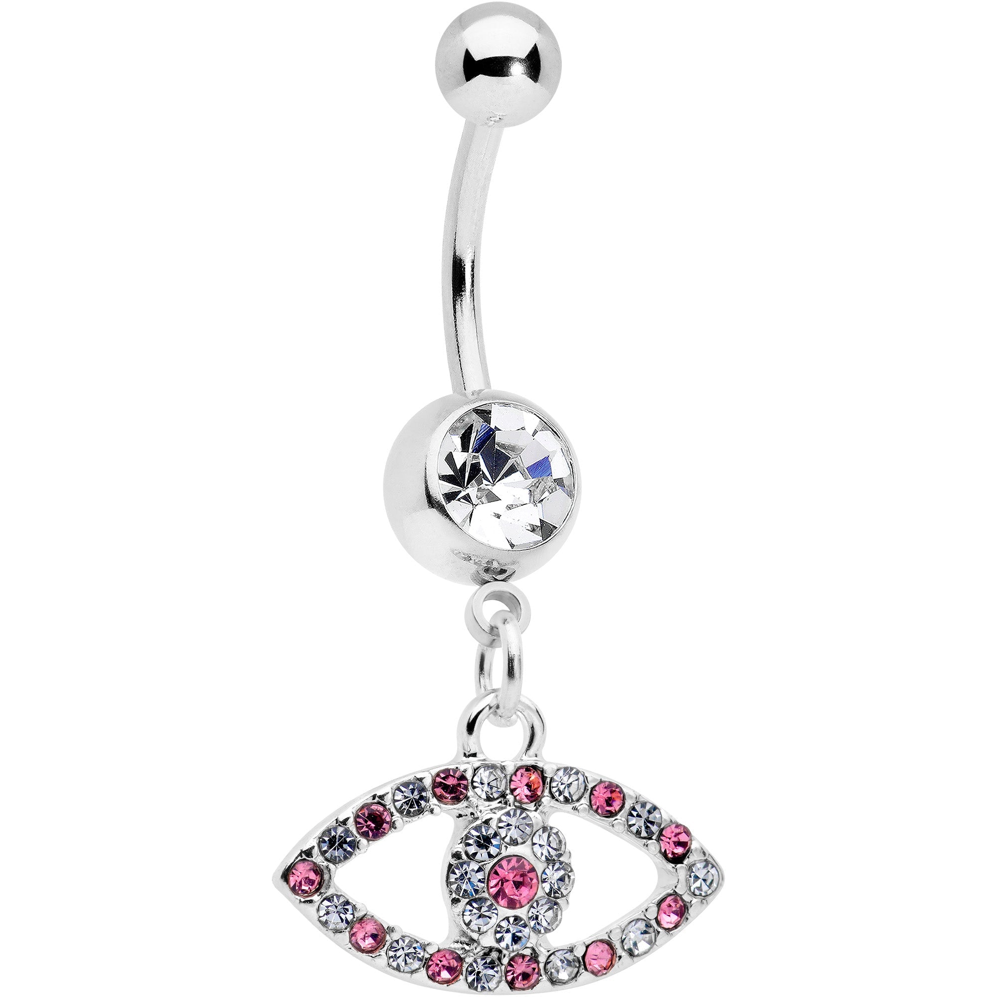 BodyCandy Pink Clear Gem Wide Eye Dangle Belly Ring — main product shot