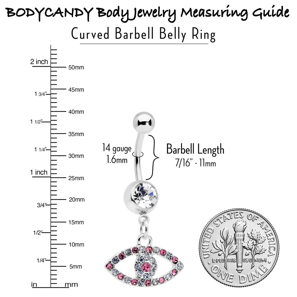 BodyCandy Pink Clear Gem Wide Eye Dangle Belly Ring — alternative angle