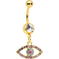 BodyCandy Pink Clear Gem Gold Tone Wide Eye Dangle Belly Ring — main product shot