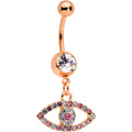 BodyCandy Pink Clear Gem Rose Gold Tone Wide Eye Dangle Belly Ring — main product shot