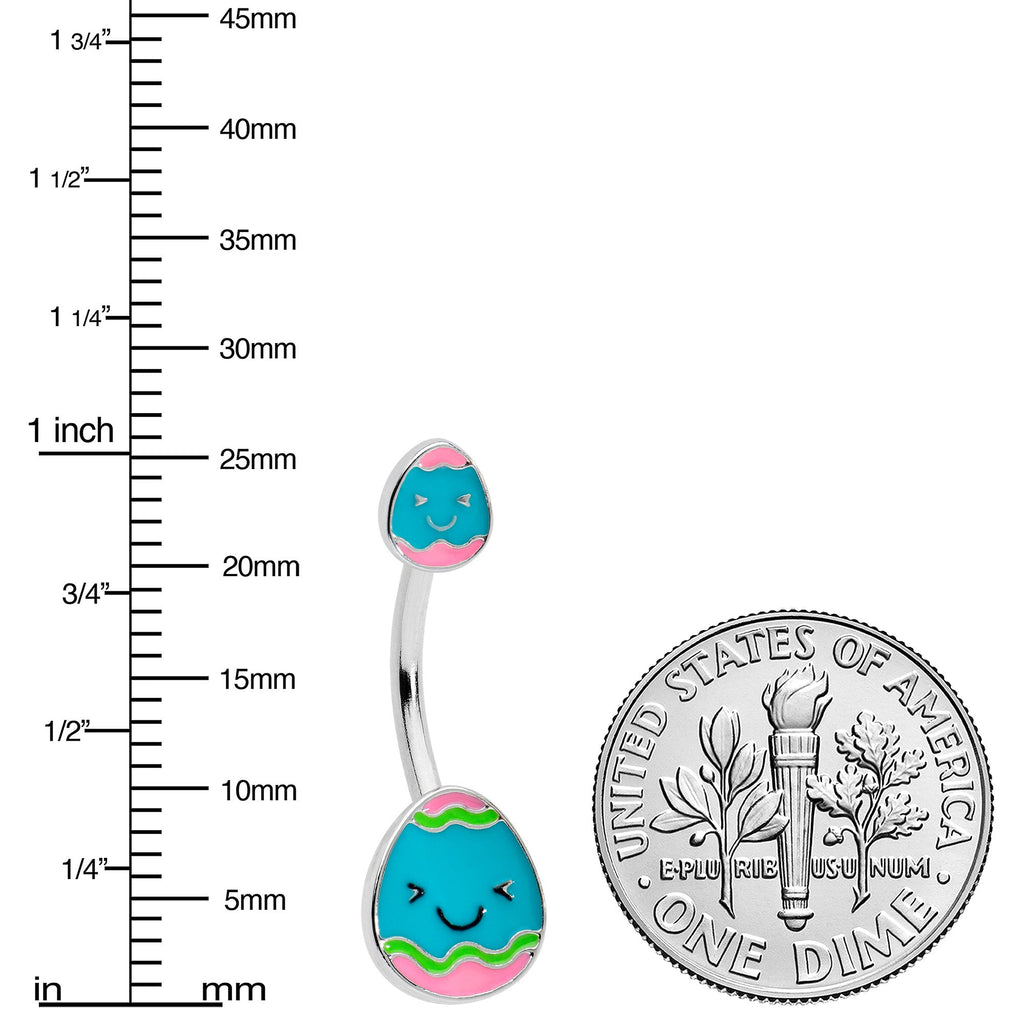 BodyCandy Blue Pink Celebration Easter Egg Double Mount Belly Ring — lifestyle context