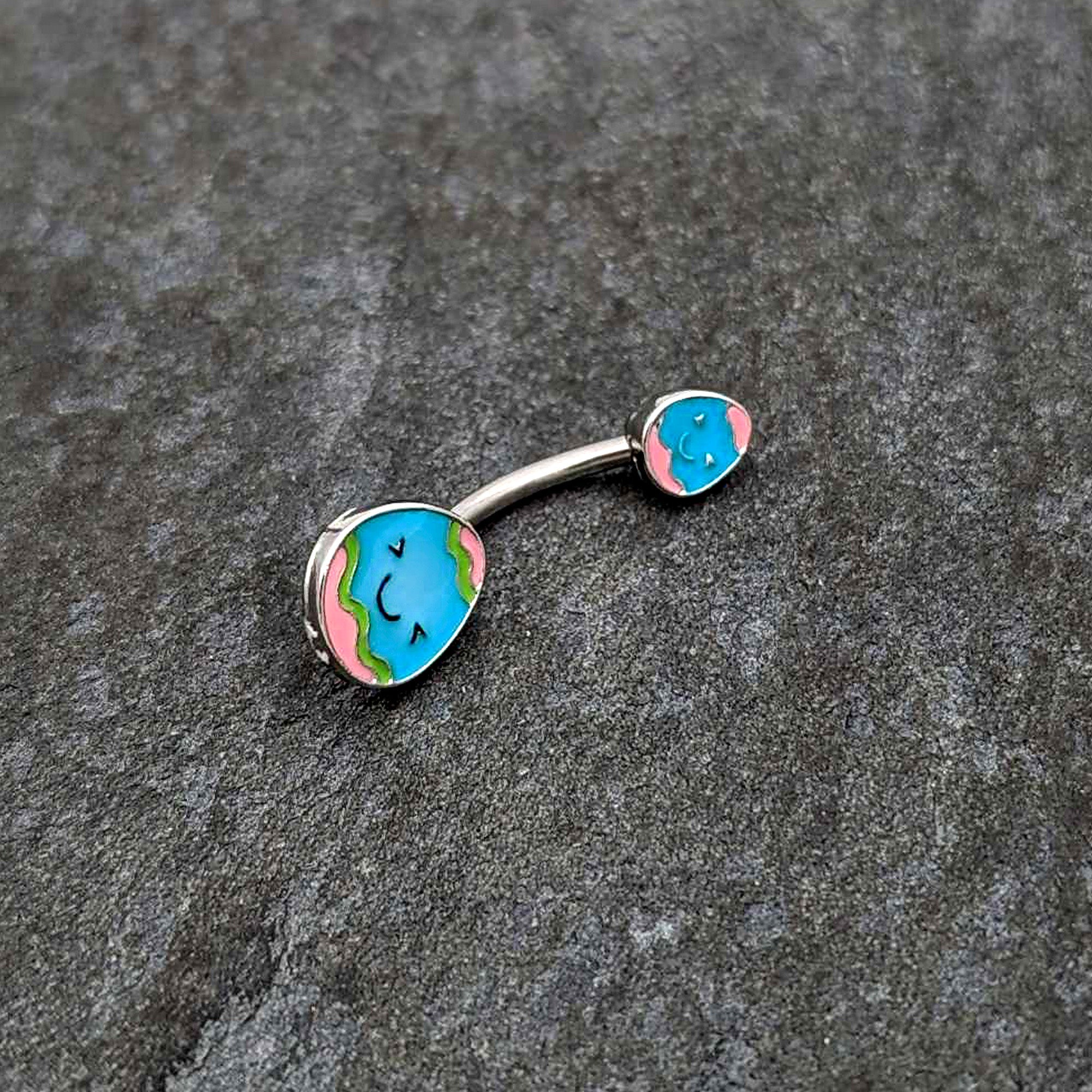 BodyCandy Blue Pink Celebration Easter Egg Double Mount Belly Ring — alternative angle