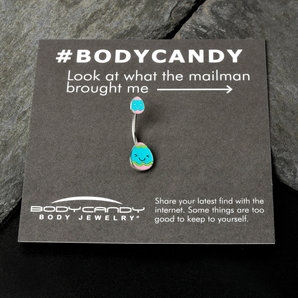 BodyCandy Blue Pink Celebration Easter Egg Double Mount Belly Ring — size reference
