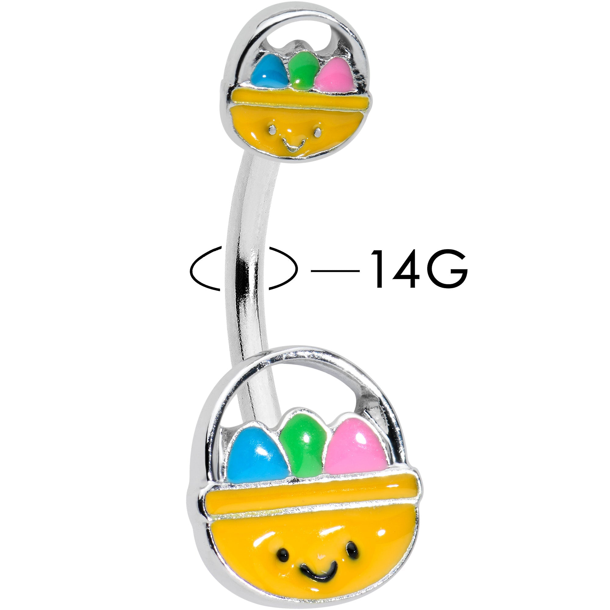 BodyCandy Celebration Easter Basket Double Mount Belly Ring — detail close-up