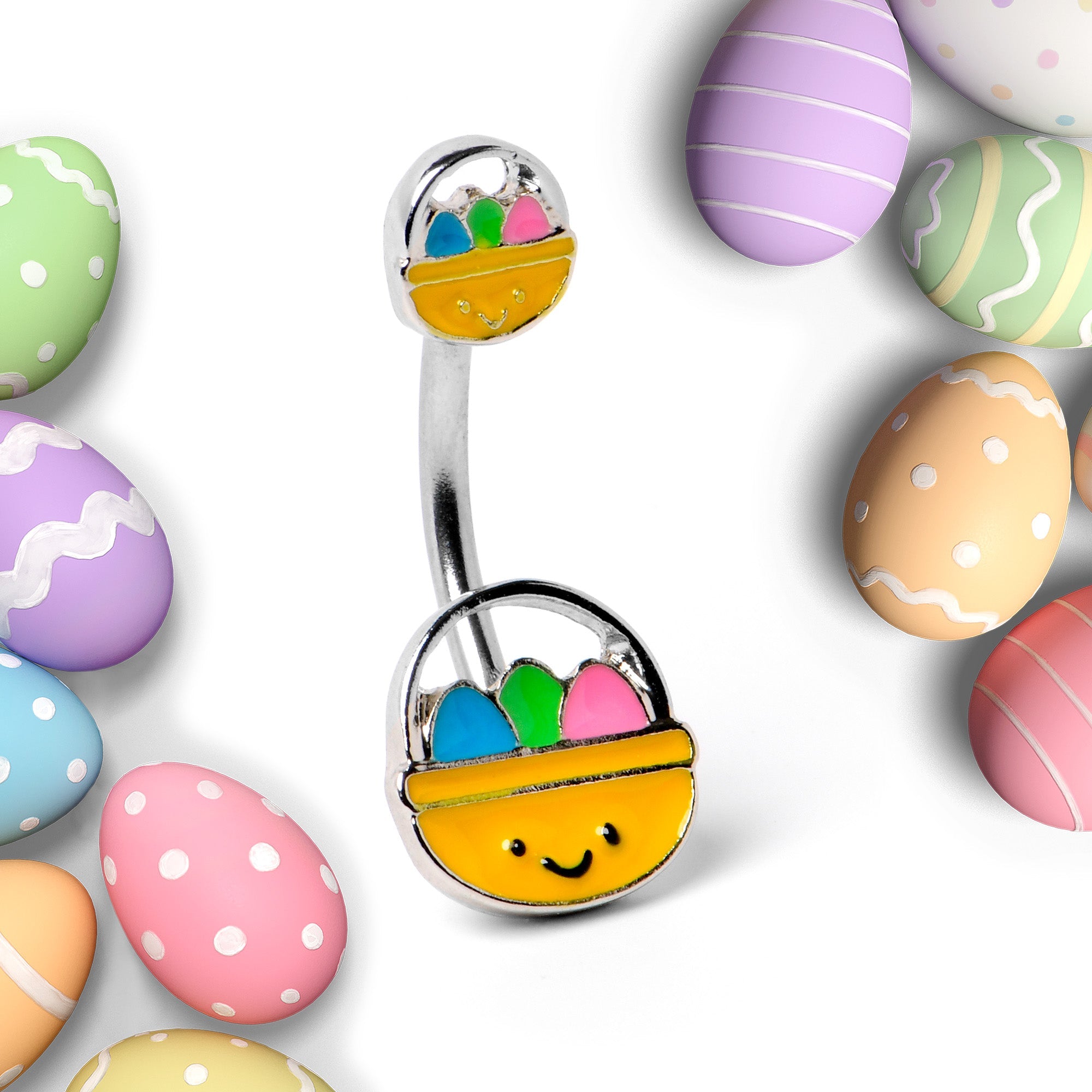 BodyCandy Celebration Easter Basket Double Mount Belly Ring — side view