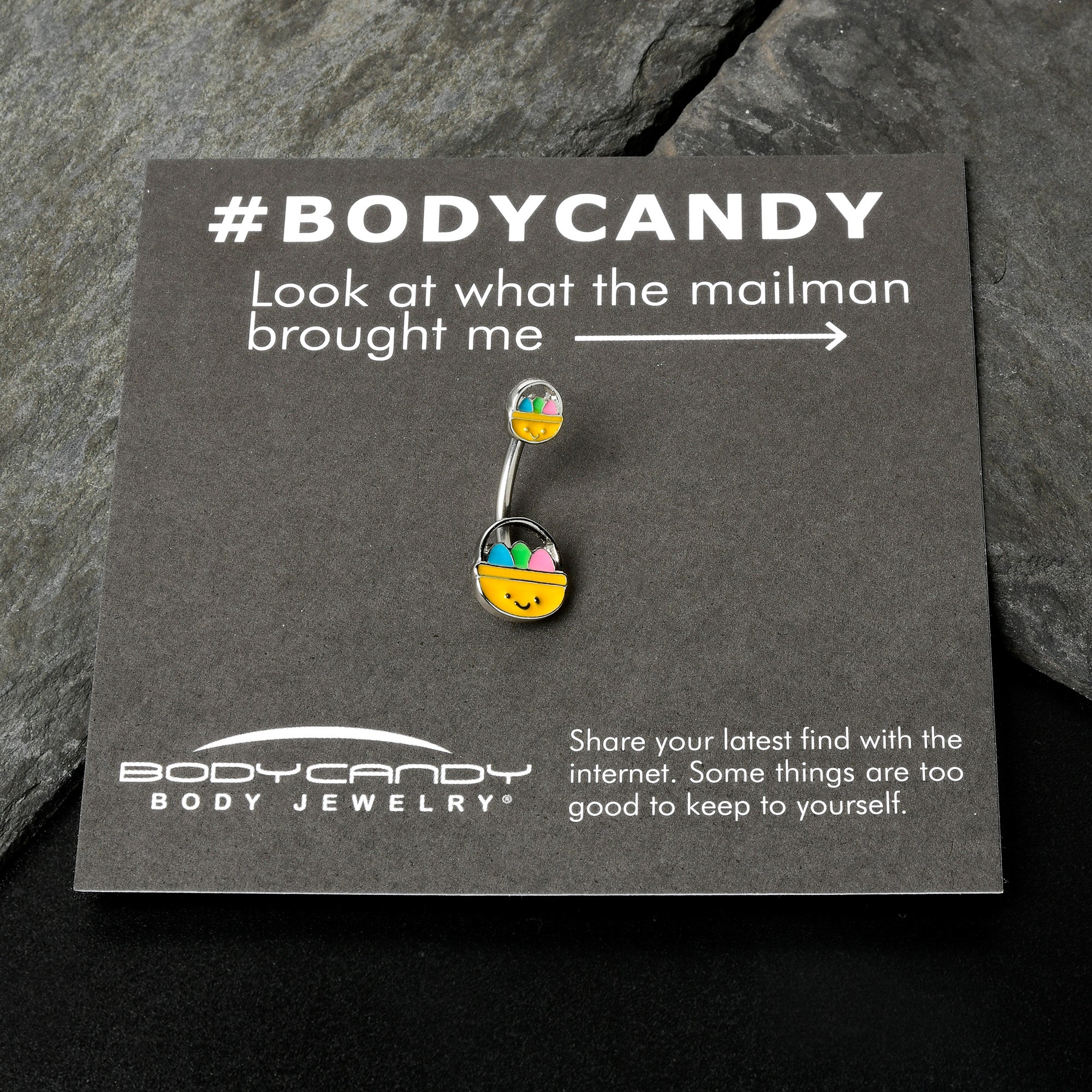 BodyCandy Celebration Easter Basket Double Mount Belly Ring — size reference