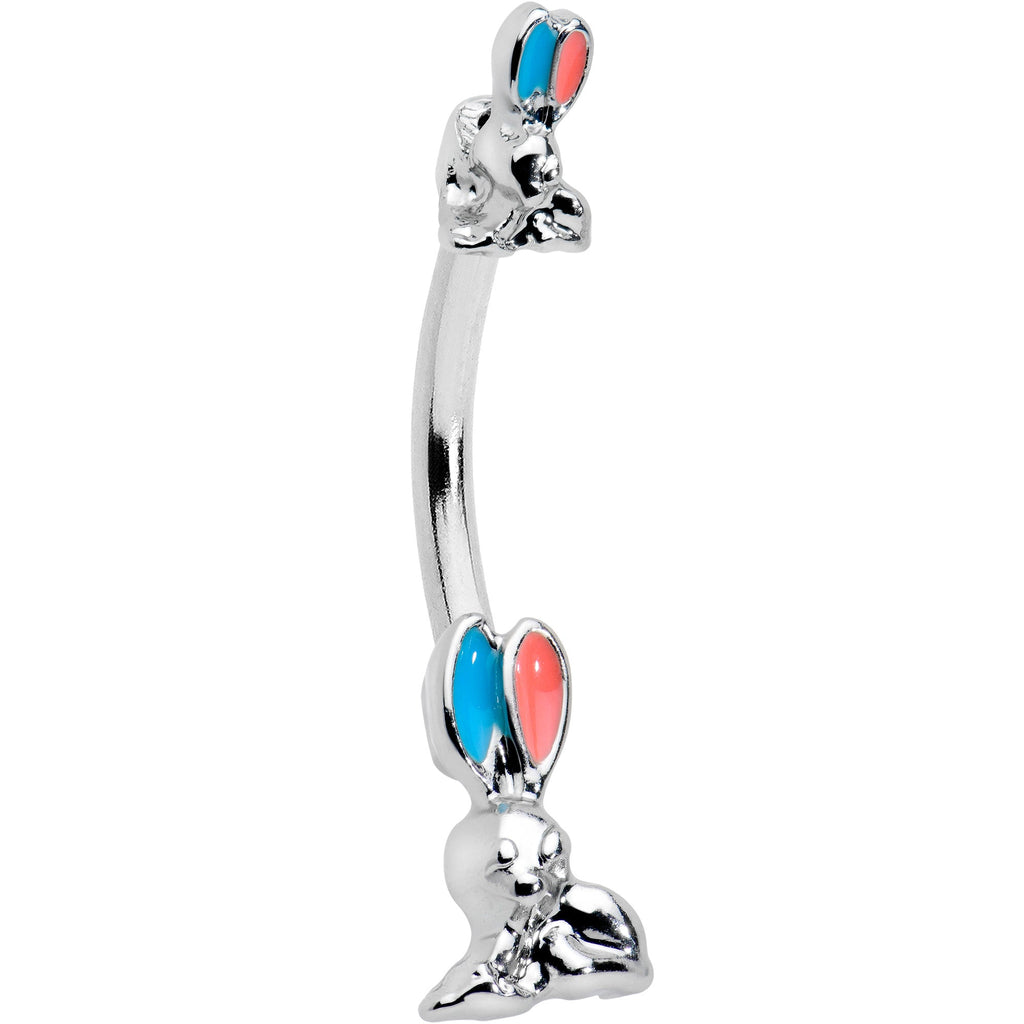 BodyCandy Easter Bunny Red Blue Ears Double Mount Belly Ring — main product shot