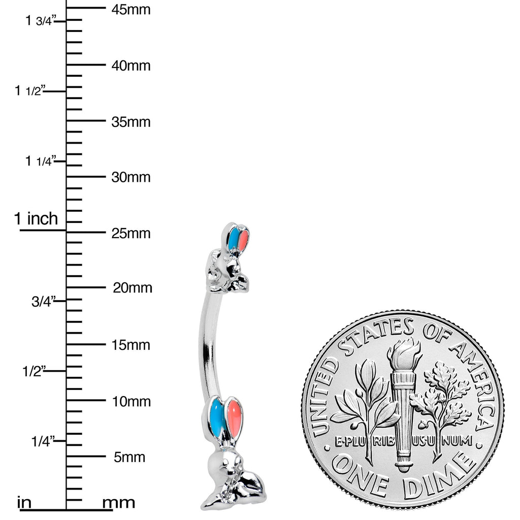 BodyCandy Easter Bunny Red Blue Ears Double Mount Belly Ring — lifestyle context
