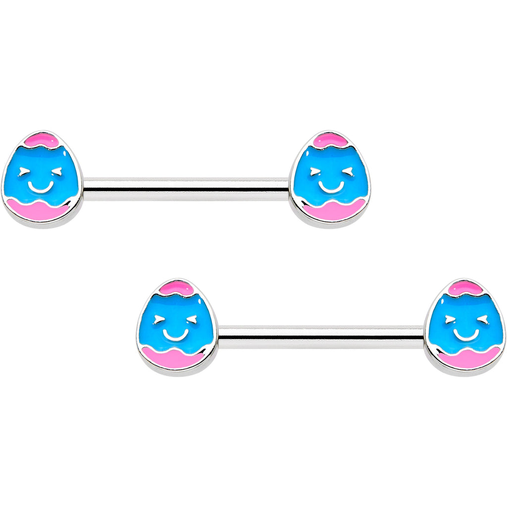 BodyCandy 14G 9/16  Blue Pink Celebration Easter Egg Barbell Nipple Ring Set — main product shot