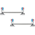BodyCandy 14G 9/16 Easter Bunny Blue Red Ears Barbell Nipple Ring Set — main product shot