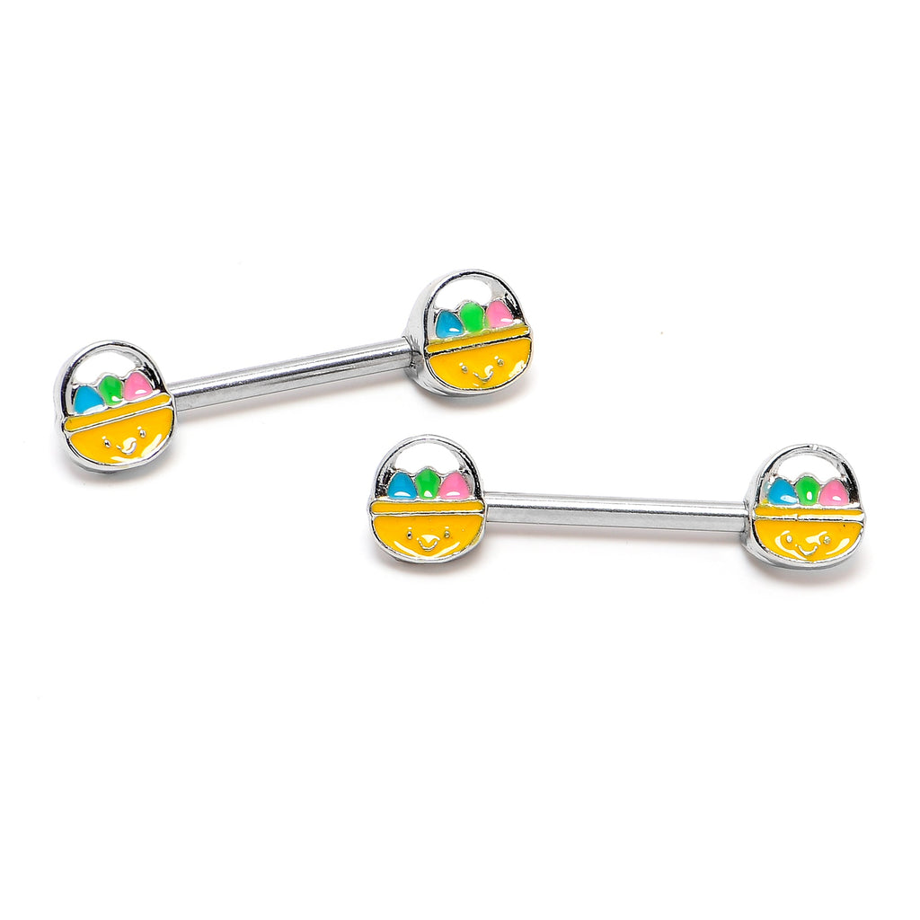 BodyCandy 14G 9/16 Celebration Easter Basket Barbell Nipple Ring Set — alternative angle