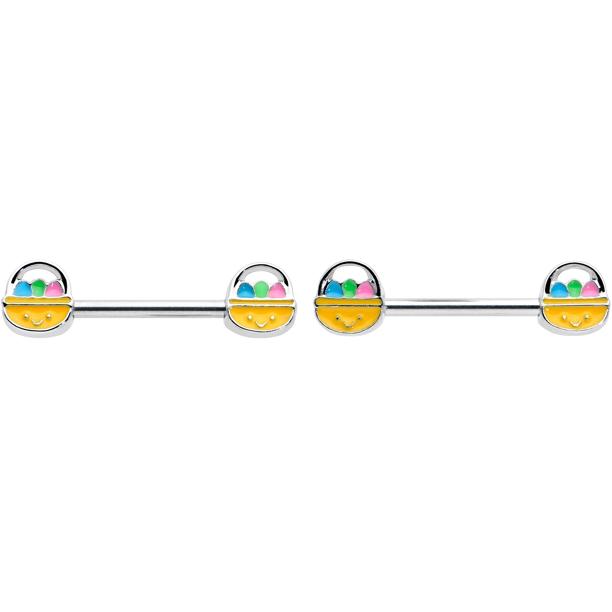 BodyCandy 14G 9/16 Celebration Easter Basket Barbell Nipple Ring Set — size reference