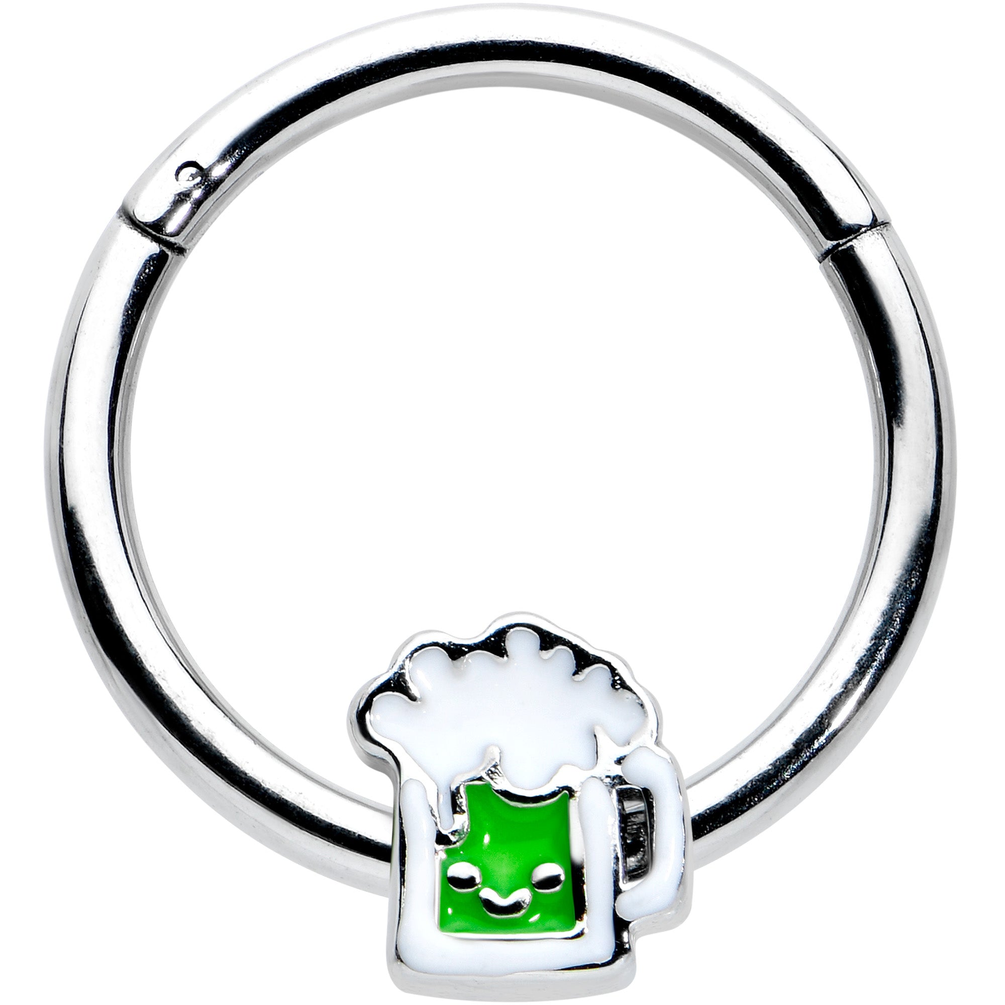 BodyCandy 16G 3/8 Sweet Happy Green Beer St Patricks Hinged Segment Ring — main product shot