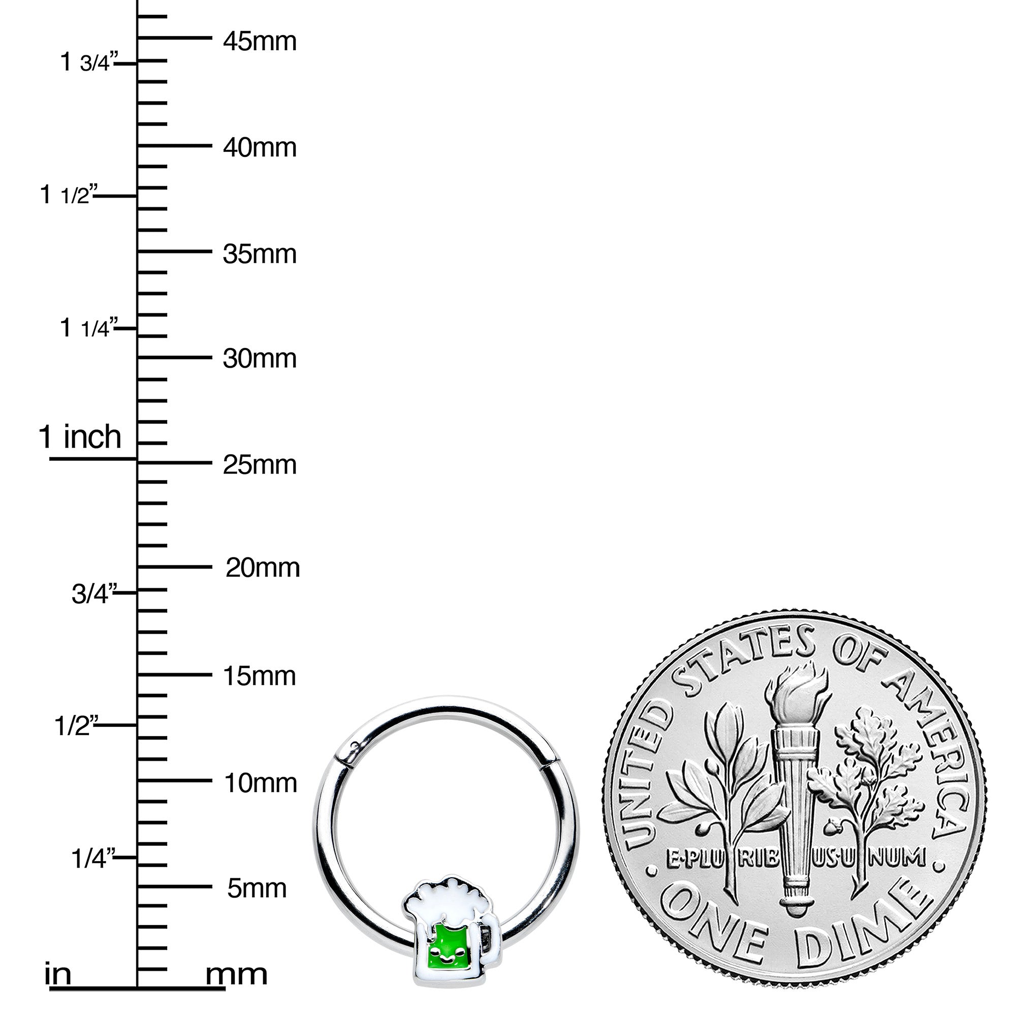 BodyCandy 16G 3/8 Sweet Happy Green Beer St Patricks Hinged Segment Ring — lifestyle context