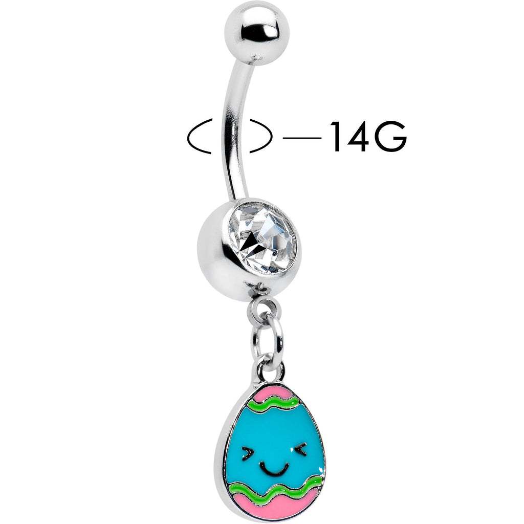 BodyCandy Clear Gem Celebration Easter Egg Dangle Belly Ring — detail close-up