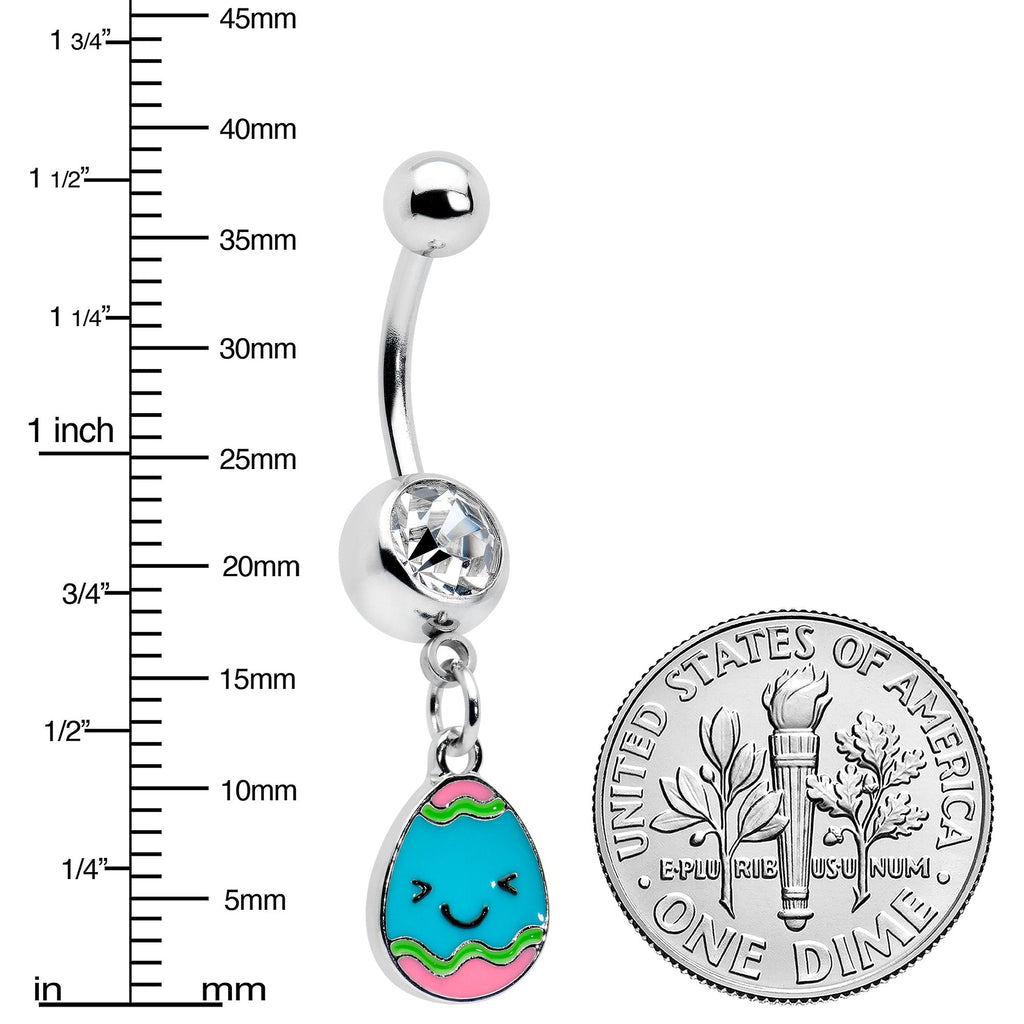 BodyCandy Clear Gem Celebration Easter Egg Dangle Belly Ring — lifestyle context