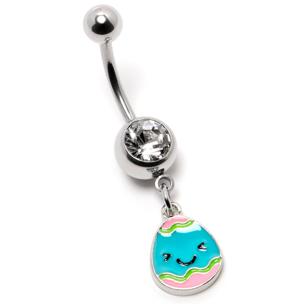 BodyCandy Clear Gem Celebration Easter Egg Dangle Belly Ring — back view
