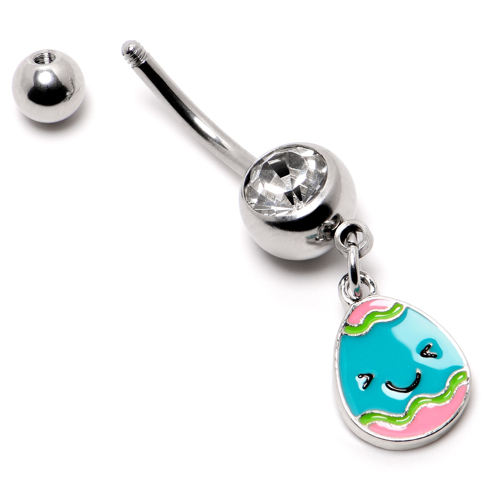 BodyCandy Clear Gem Celebration Easter Egg Dangle Belly Ring — alternative angle