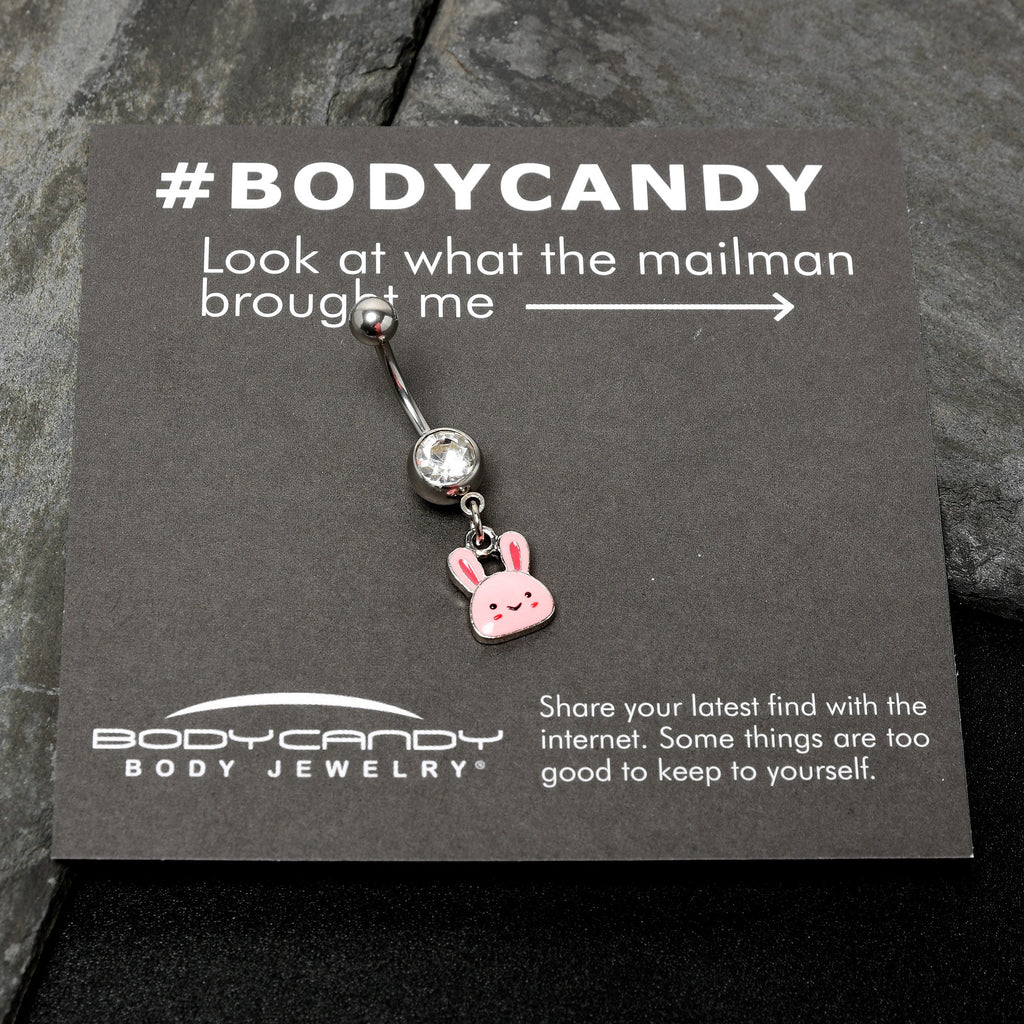 BodyCandy Clear Gem Kawaii Cutie Easter Bunny Dangle Belly Ring — size reference
