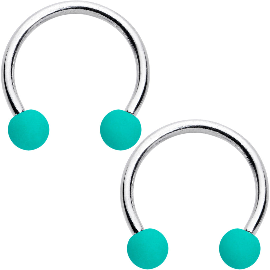 BodyCandy 16G 3/8 Matte Black Blue Teal Horseshoe Circular Barbell Set of 6 — lifestyle context
