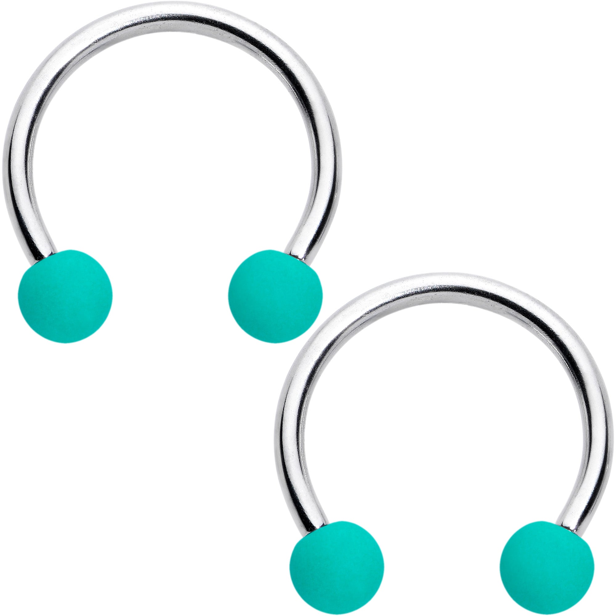 BodyCandy 16G 3/8 Matte Black Blue Teal Horseshoe Circular Barbell Set of 6 — lifestyle context