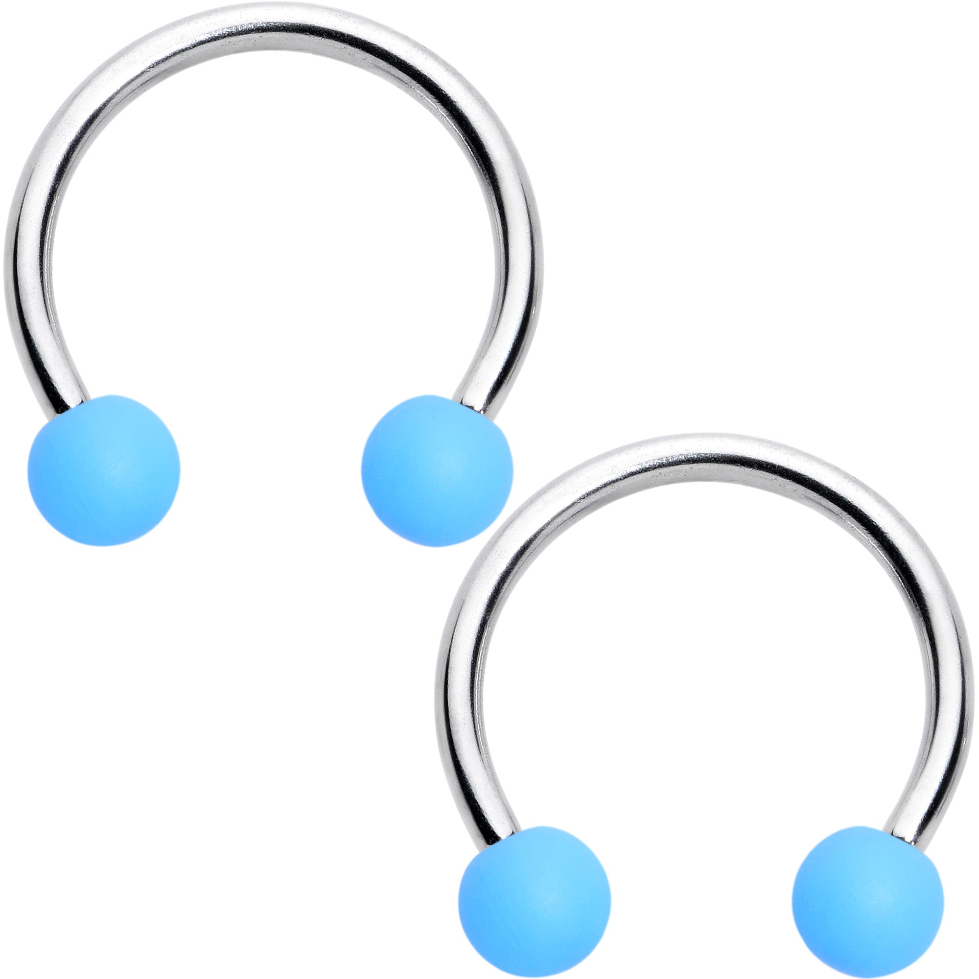 BodyCandy 16G 3/8 Matte Black Blue Teal Horseshoe Circular Barbell Set of 6 — back view
