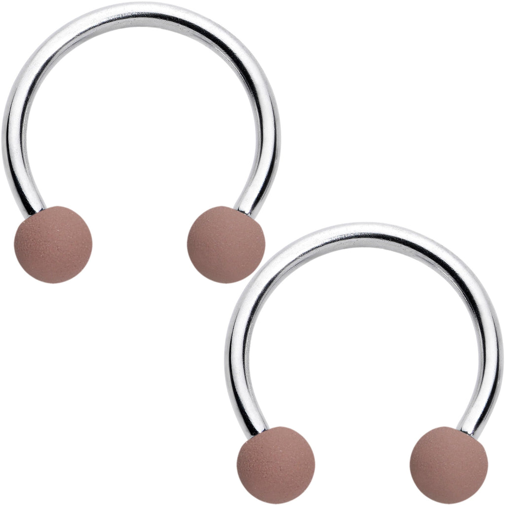 BodyCandy 16G 3/8 Matte Brown Peach Cream Horseshoe Circular Barbell Set of 6 — lifestyle context