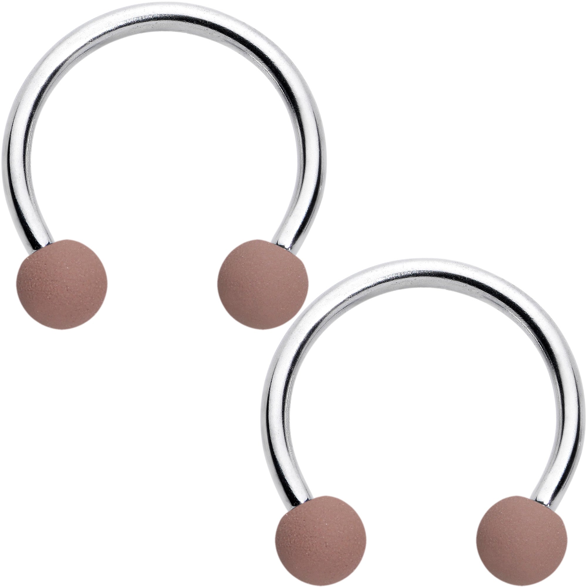 BodyCandy 16G 3/8 Matte Brown Peach Cream Horseshoe Circular Barbell Set of 6 — lifestyle context