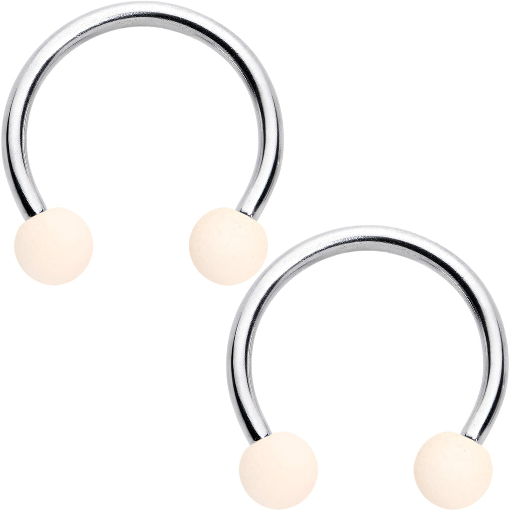 BodyCandy 16G 3/8 Matte Brown Peach Cream Horseshoe Circular Barbell Set of 6 — back view