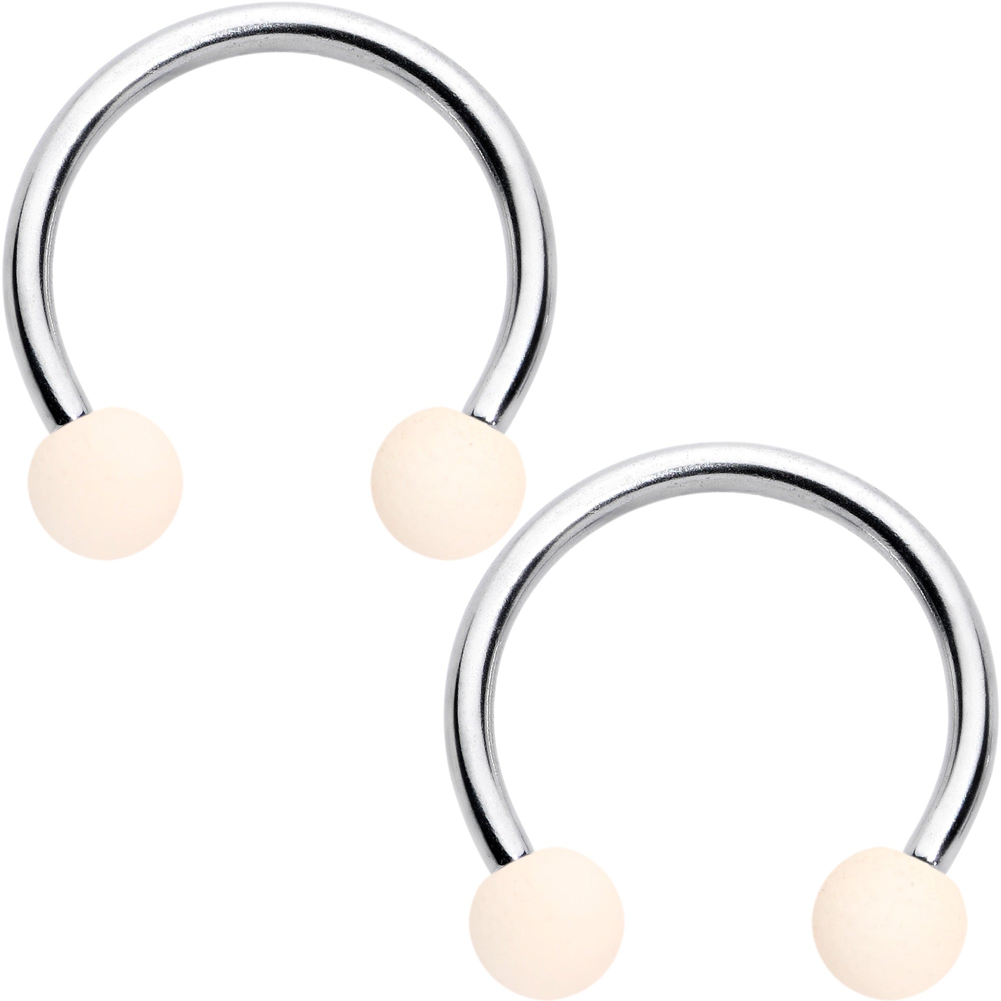 BodyCandy 16G 3/8 Matte Brown Peach Cream Horseshoe Circular Barbell Set of 6 — back view