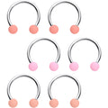 BodyCandy 16G 3/8 Matte Pinks Peach Horseshoe Circular Barbell Set of 6 — main product shot