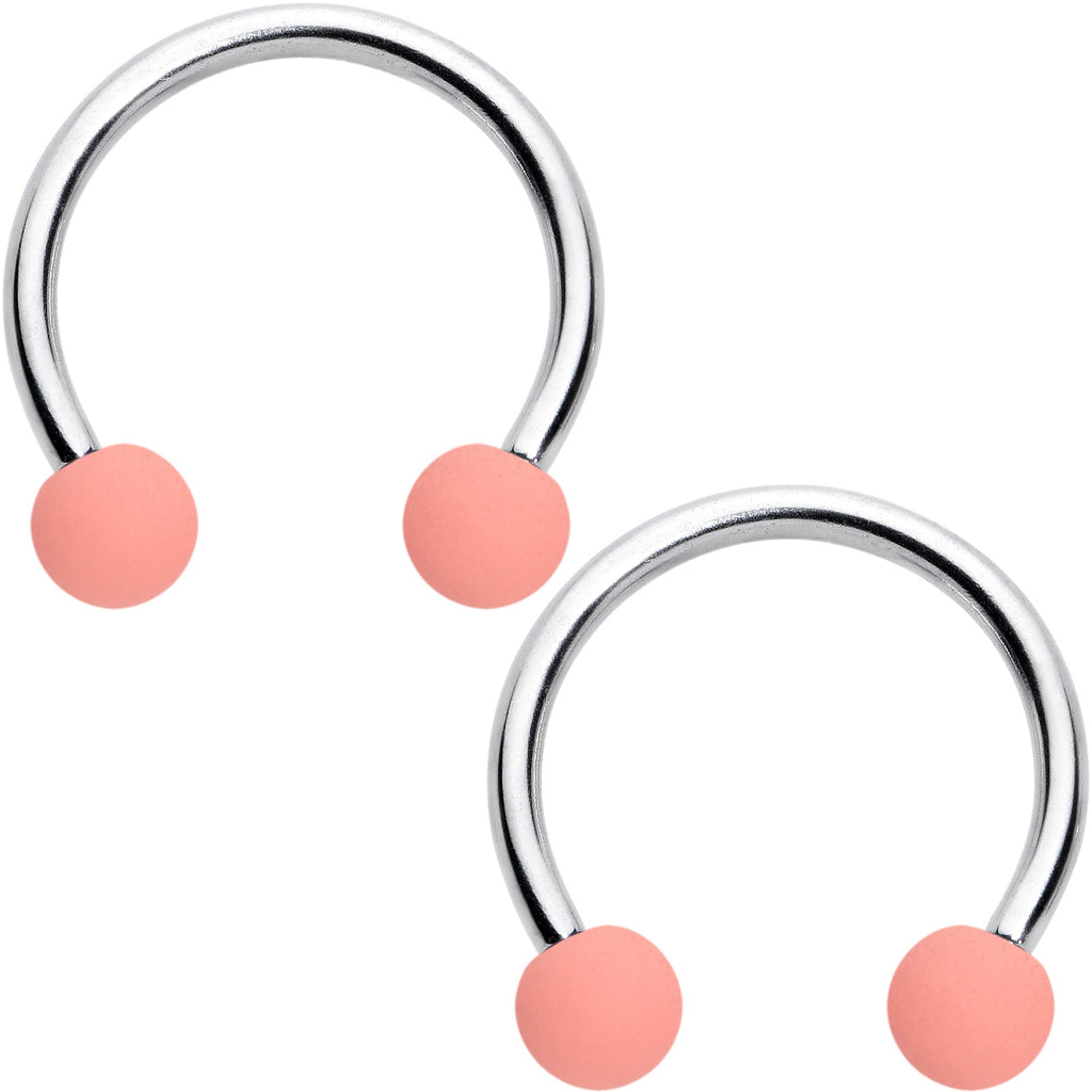 BodyCandy 16G 3/8 Matte Pinks Peach Horseshoe Circular Barbell Set of 6 — lifestyle context