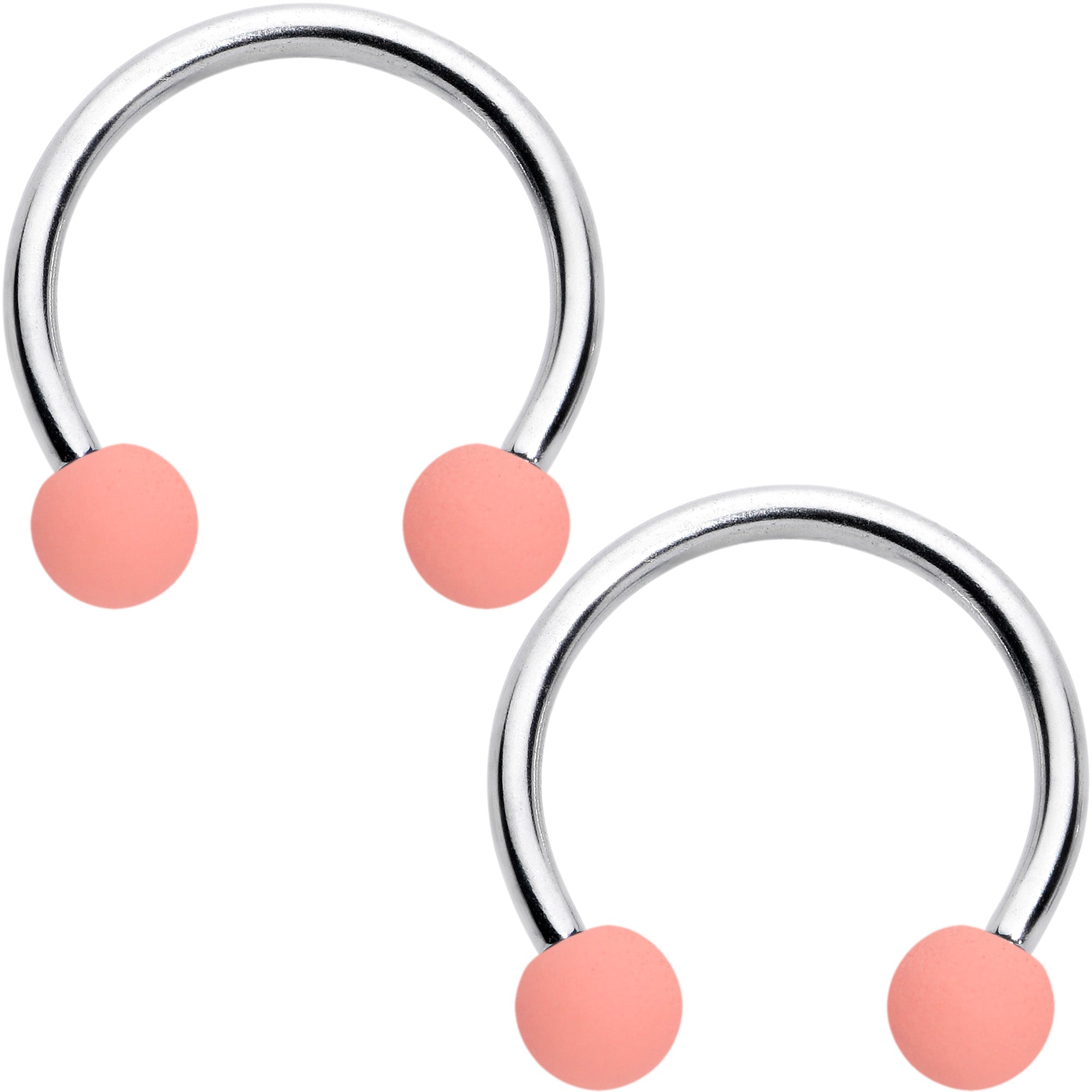 BodyCandy 16G 3/8 Matte Pinks Peach Horseshoe Circular Barbell Set of 6 — lifestyle context