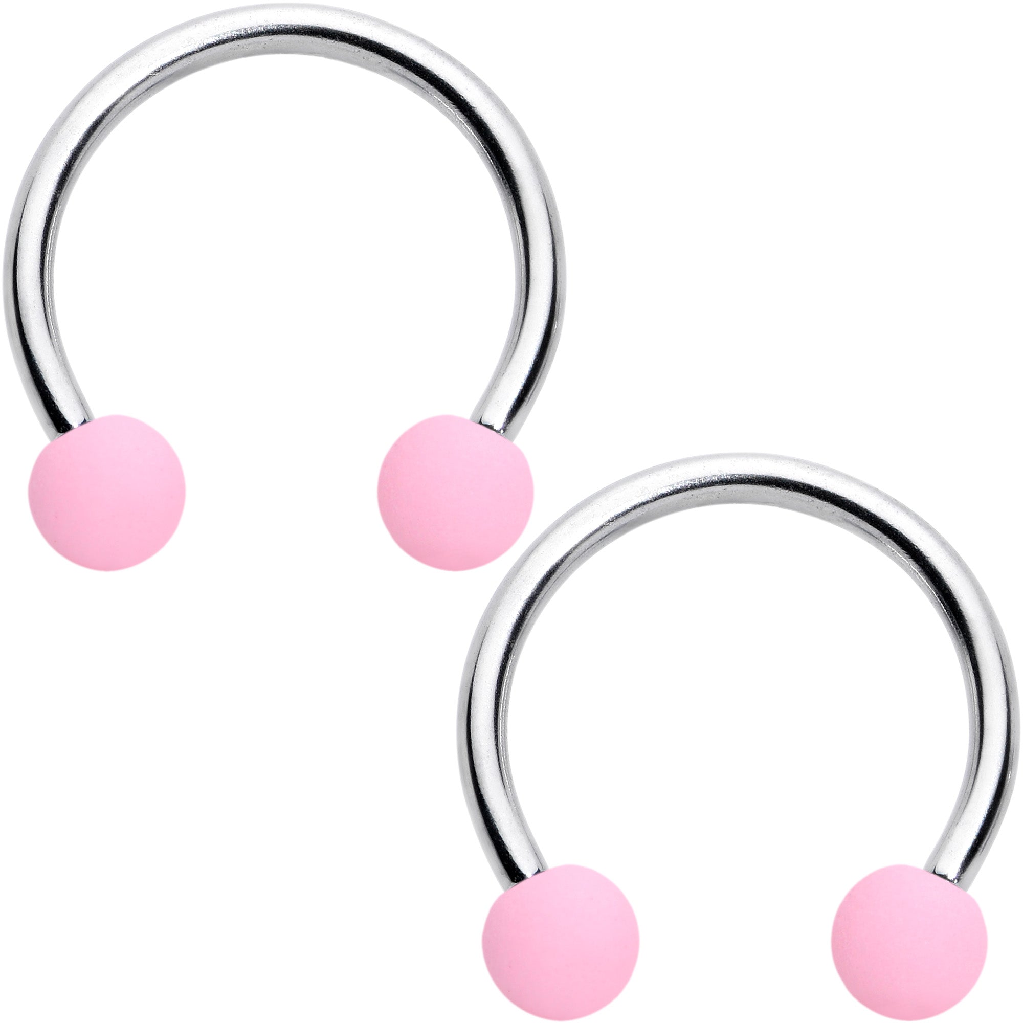 BodyCandy 16G 3/8 Matte Pinks Peach Horseshoe Circular Barbell Set of 6 — side view