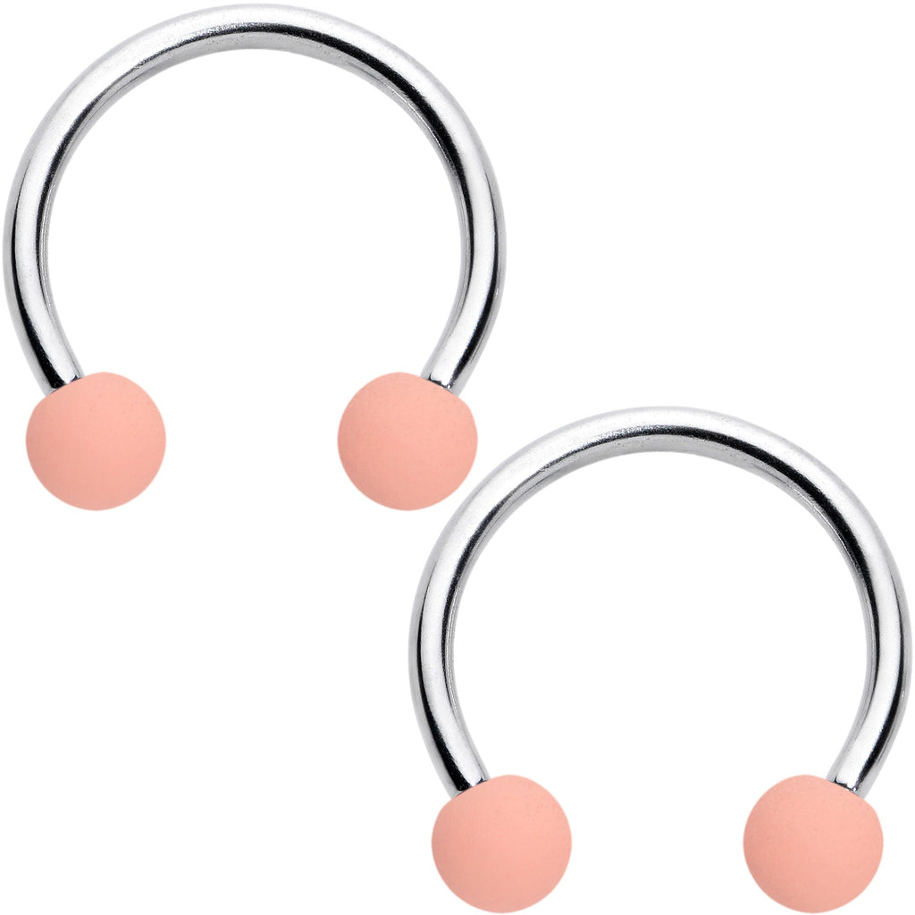 BodyCandy 16G 3/8 Matte Pinks Peach Horseshoe Circular Barbell Set of 6 — back view