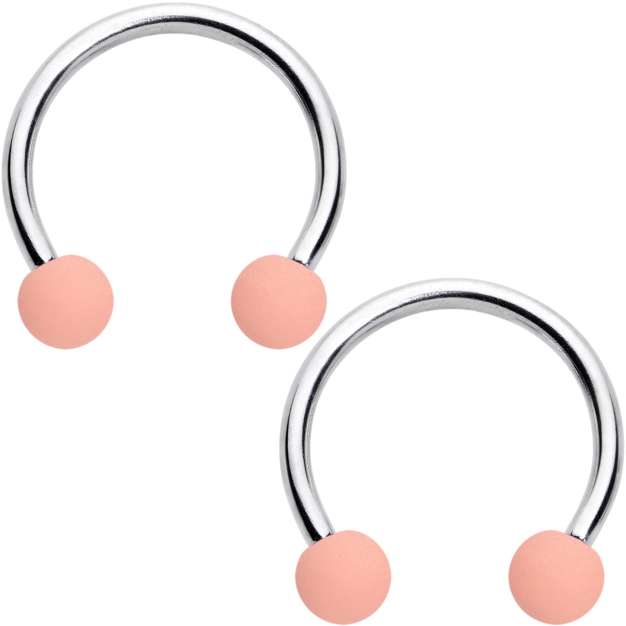 BodyCandy 16G 3/8 Matte Pinks Peach Horseshoe Circular Barbell Set of 6 — back view