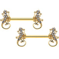 BodyCandy 14G 9/16 Clear Gem Gold Hue Luscious Lizard Barbell Nipple Ring Set — main product shot