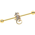 BodyCandy 14G Clear Gem Gold Tone Luscious Lizard Industrial Barbell 38mm — main product shot