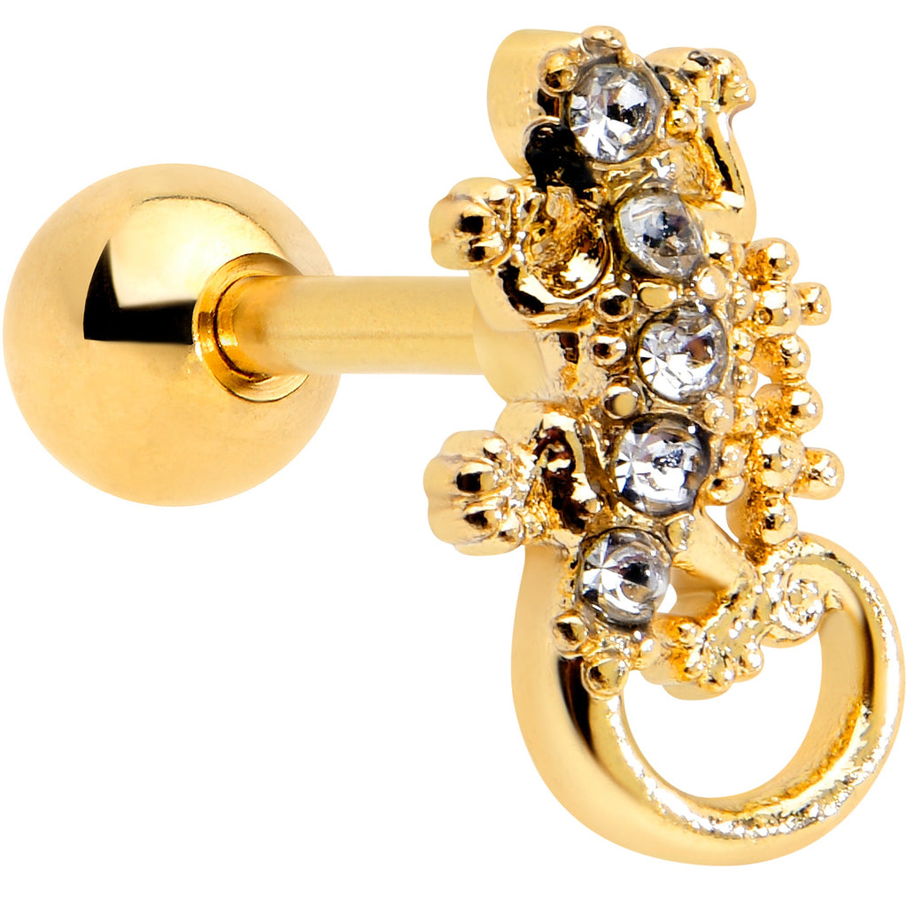 BodyCandy 16G 1/4 Clear Gem Gold Tone Luscious Lizard Cartilage Earring — main product shot