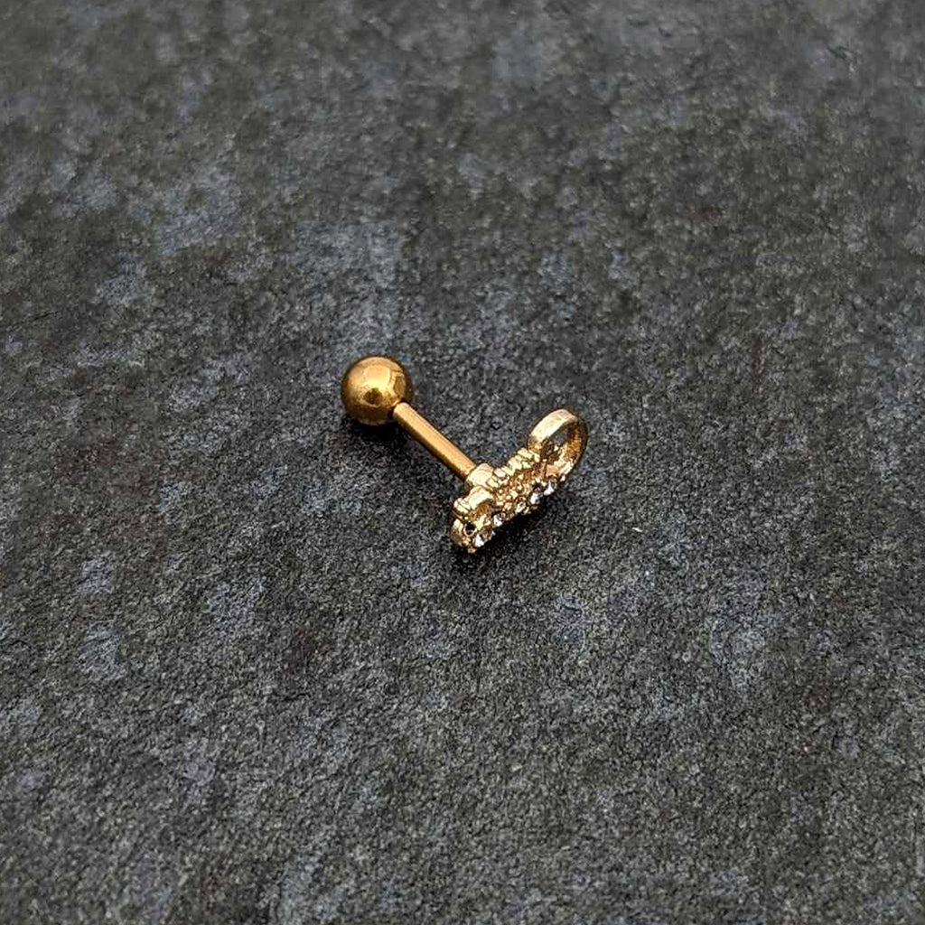 BodyCandy 16G 1/4 Clear Gem Gold Tone Luscious Lizard Cartilage Earring — alternative angle