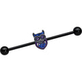BodyCandy 14G Blue Purple Gem Black Opulent Owl Industrial Barbell 38mm — main product shot