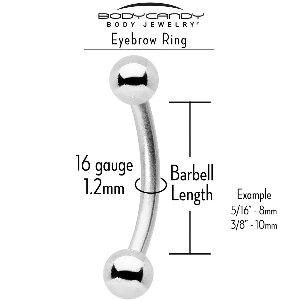 BodyCandy 16G 5/16 Pink Clear CZ Gem Snowflake Style Curved Eyebrow Ring — size reference