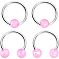 BodyCandy 16G 3/8 Pink Faux Opal Horseshoe BCR Captive Ring Set of 4 — main product shot