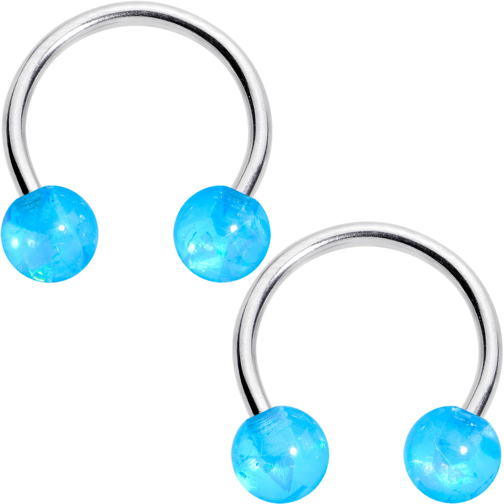 BodyCandy 16G 3/8 Blue Faux Opal Horseshoe BCR Captive Ring Set of 4 — lifestyle context