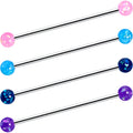 BodyCandy 14G Pink Blue Purple Faux Opal Pack Industrial Barbell Set of 4 — main product shot