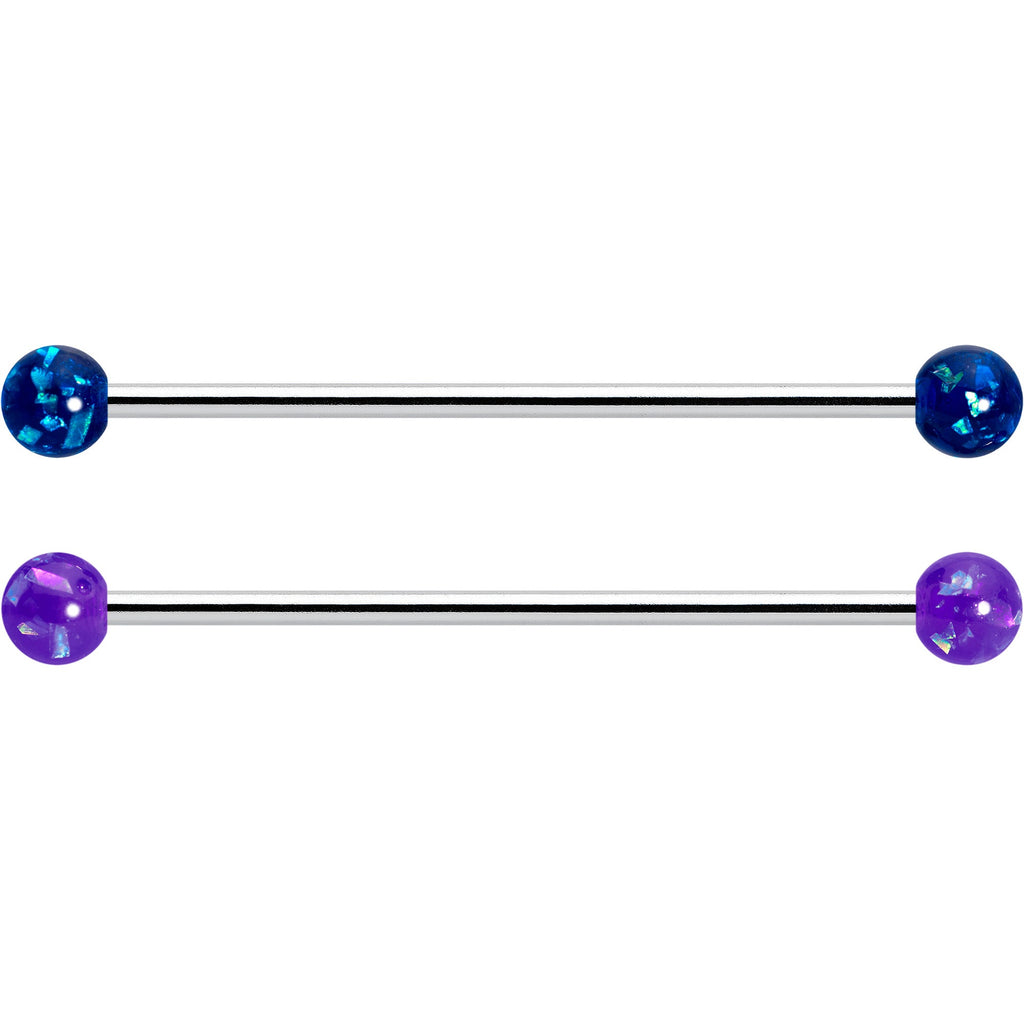 BodyCandy 14G Pink Blue Purple Faux Opal Pack Industrial Barbell Set of 4 — lifestyle context